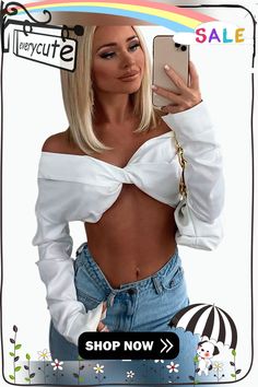 White V Neckline Long Sleeve Crop Tops Chic Crop Top For Beach In Fall, Chic White V-neck Crop Top, Elegant White Long Sleeve Crop Top, White Fitted V-neck Crop Top, White Long Sleeve Top With Hollow Out, White Long Sleeve Tops With Hollow Out Details, Long Sleeve Crop, V Neckline, Crop Tops Women