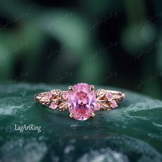 Oval cut Pink Sapphire Engagement ring Rose Gold Promise Ring Leaf Nature Inspired Bridal Ring Sept Gemstone Ring anniversary gifts Jewelry Ring Details: - Theme:Romantic Wedding & Engagement - comfortable band - Stone:6*8mm lab created pink sapphire Side stones: lab created pink sapphire - Total weight: 0.09 ctw (High Quality) - ring band width :1.5mm - ring thicknesses:1.2mm Wedding Band:0.065ctw Stones: 0.065ctw lab created pink sapphire +moissanite - ring band width :1.5mm - ring thicknesses Rose Gold Flower Ring With Gemstone For Wedding, Pink Oval Cluster Promise Ring, Pink Round Birthstone Ring For Proposal, Oval Pink Gold Ruby Ring For Wedding, Rose Gold Rings With Prong Setting For Gift, Anniversary Ruby Ring In Rose Gold With Accent Stones, Anniversary Pink Crystal Ring With Prong Setting, Pink Crystal Ring With Prong Setting For Anniversary, Pink Round Cut Rings For Anniversary