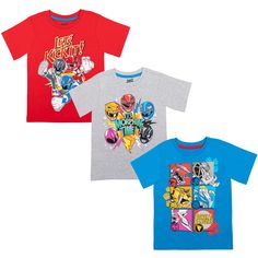 "It's Morphin' Time!" Join the Power Rangers team on their latest adventures in this cool Mighty Morphin Power Rangers Short Sleeve Graphic T-Shirt. With the help of their Zords, watch Red Ranger, Blue Ranger, Yellow Ranger, Pink Ranger, Green Ranger, Black Ranger, and White Ranger fight villains and protect the universe. Your kid will love wearing this short sleeve graphic tee shirt featuring their favorite superheroes. Size: 7-8. Color: blue/gray/red. Gender: male. Age Group: kids. Material: C Batman Comic Cover, Rangers Team, Boy Activewear, Green Ranger, Mighty Morphin Power Rangers, Soft Clothes, Kids Clothes Boys, Holiday Christmas Gifts, Big Kid