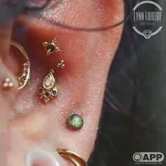 three different types of ear piercings are shown