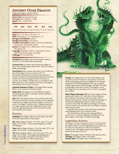 an image of a green dragon in the middle of a page with text on it