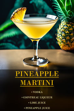 Pineapple Martini, Bartender Drinks Recipes, Cocktail Mixology, Bartender Drinks