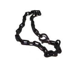 Matte Black Rubberized Velvet Finish Plastic Chain Link Necklace. 16" Collar Length With Large Black Plastic Closure. 10% Donated To The Aclu Linkproject.Art Other Sizes Available Gunmetal Link Chain Necklaces, Gunmetal Link Chain Necklace, Black Chain Link Jewelry With Lobster Clasp, Black Adjustable Chain Link Bracelet, Black Link Bracelets With Adjustable Chain, Black Metal Jewelry With Chain Strap, Black Adjustable Chain Bracelet Gift, Black Link Chain Jewelry, Black Adjustable Chain Bracelet As A Gift