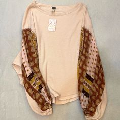 Super Cute Just Not My Style! Never Worn. Brown One Size Tops For Layering, Beige One-size Tops For Fall, One Size Brown Tops For Layering, Bohemian One Size Top For Fall, One Size Bohemian Top For Fall, Bohemian Top For Fall, Spring Cream One Size Tops, Beige One Size Casual Top, Bohemian Long Sleeve Tops One Size