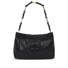 black leather embossed logo to the front leather and chain-link shoulder strap top zip fastening internal zip-fastening pocket main compartment Shop Bag, Best Handbags, Anine Bing, Strap Top, Sneaker Wedge, Strap Tops, Embossed Logo, Small Leather Goods, Small Bags