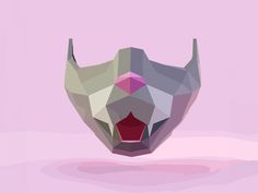 an animal made out of geometric shapes on a pink background