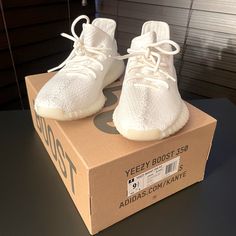 Yeezy Boost 350 White | Authentic | Excellent Condition | Worn Once | Comes With Original Box Size 9.5 Shoes Yeezy, Mens Yeezy, Yeezy Shoes, Yeezy Boost 350, Yeezy Boost, Original Box, Men's Shoes, Color White, Conditioner