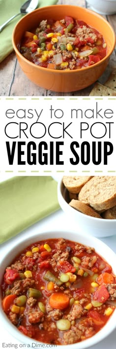 easy to make crock pot veggie soup is the perfect way to use up those leftovers