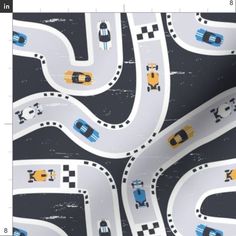 an image of a racing track with cars going down the road in different directions on it