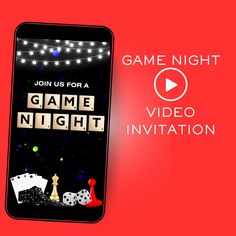 the game night video is displayed on an iphone with lights and dices around it