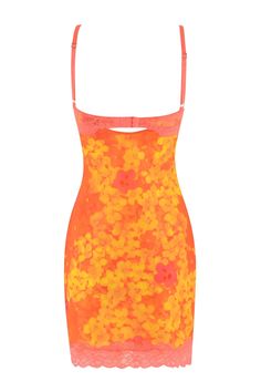 CALYPSO MINI DRESS - ORANGE : NEON FLORAL Lace Hem, 80 Dress, Music Fashion, Festival Dress, Romper Pants, Skirts For Sale, Dress Shop, Dresses For Sale, Classic Style