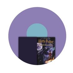 an image of harry potter and hermione's book in front of a purple circle