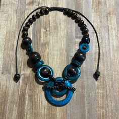 Perfect Never Worn Vintage Paparazzi Necklace No Call Outs! Blue Bohemian Wooden Beads Necklaces, Adjustable Blue Necklace With Wooden Beads, Paparazzi Pink Wood Necklace, Blue Multi-strand Wooden Bead Necklaces, Wood Bead Necklace, Blue Wood, Paparazzi Jewelry, Teal Blue, Wood Beads