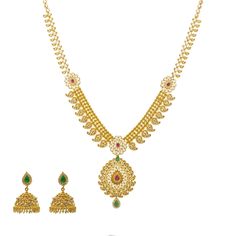 An image of the Anika Laxmi 22K gold necklace set with uncut diamonds from Virani Jewelers. Festive 22k Yellow Gold Emerald Necklace, 22k Yellow Gold Bollywood Kundan Necklace, 22k Yellow Gold Bollywood Bridal Necklace, Bollywood Style Hand Set Yellow Gold Temple Necklace, Yellow Gold Bollywood Bridal Necklace, Bollywood 22k Yellow Gold Bridal Necklace, Bollywood Style 22k Yellow Gold Kundan Necklace, Bollywood Style 22k Yellow Gold Bridal Necklace, Yellow Gold Emerald Necklace For Festivals