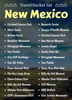 the travel bucket list for new mexico