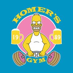 homer's gym logo with two mugs