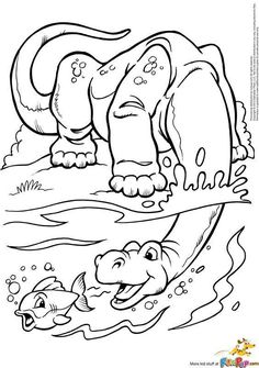 an alligator swimming in the water with another animal behind it, coloring pages for kids