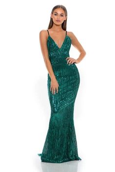 Get ready to glisten and sparkle with Portia and Scarlett's GLISTEN dress. This beautiful, figure hugging sequin gown with a low vee front and low open back flares out at the bottom to an elegant train for a timeless silhouette — Simple, sexy and elegant for your next event! Champagne Formal Dresses, Plus Size Sequin Dresses, Modest Formal Dresses, Portia And Scarlett, Light Blue Prom Dress, Navy Blue Bridesmaid Dresses, Green Homecoming Dresses, Blue Sequin Dress, Formal Dresses With Sleeves