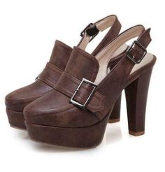 Trendy Brown Slingback Heels, Platform Heel Outfit, Platform Heels Outfit, Heel Shoes For Women, Party Pumps, Chunky Heel Shoes, Platform High Heel Shoes, Heels Outfits, Womens Chunky Heels