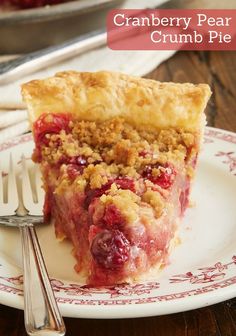 a piece of pie sitting on top of a white plate