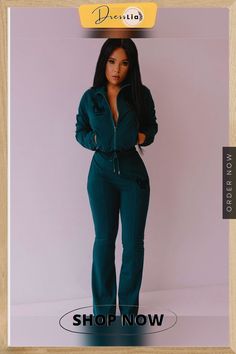 Sportswear Zipper Jacket Flare Pants Matching Sets Sporty Green Joggers For Fall, Sporty Green Sweatpants For Fall, Fall Sportswear Tracksuit For Sports, Green Sporty Sweatpants For Fall, Fall Sports Tracksuit, Sporty Tracksuit For Jogging In Fall, Green Tracksuit For Fall, Fall Sportswear Track Jacket For Jogging, Fitted Tracksuit For Gym In Fall