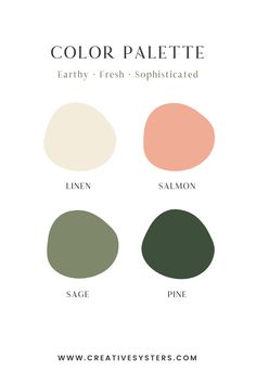 three shades of green and white with the words color palette