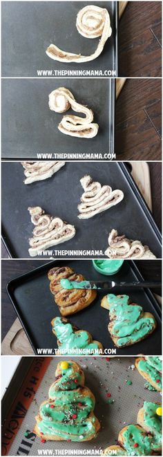 the steps to making christmas tree cookies