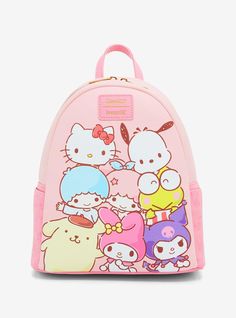 Loungefly Hello Kitty And Friends Pink Mini Backpack | Hot Topic Hello Kitty Loungefly Backpack, Playful Pink Backpack With Cat Design, Pink Hello Kitty Print Backpack, Pink Hello Kitty Print Standard Backpack, Pink Cat Design Backpack For Daily Use, Pink Backpack With Cat Design For Daily Use, Kawaii Hello Kitty Bag For Back To School, Hello Kitty Print Backpack For Daily Use, Cute Pink Backpack With Cat Design