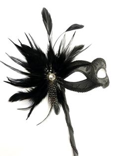 black event mask, Womens Masquerade Mask w/ Feathers Perfect for any masquerade ball or costume party, this mask is with a holding stick for the freedom to expose your true identity effortlessly. Elegantly decorated with matching black feathers for finishing touches. Thank you for supporting small businesses and hope our products bring you and loved ones some joy and humor in these trying times. S H I P P I N G - Current processing times range 5-7 days. Pls note expedited & 1-2 day guaranteed de Masquerade Mask Women, Black Masquerade Mask, Halloween Rave, Masquerade Ball Mask, Feather Mask, Costume Masks, Masks Masquerade, True Identity, Colorful Feathers