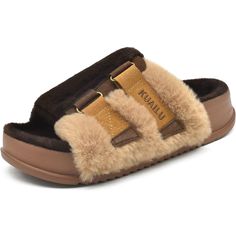 PRICES MAY VARY. FUZZY & on trend SLIPPERS FOR WOMEN: furry fluffy faux fur upper gives your feet the ultimate cozy,comfort,moisture wicking plush lining meets open toe design cares for the health of your feet and allows the toes to breathe freely. ADJUSTABLE & east slip on WOMENS Fur SANDALS:qualited double micro suede straps specially designed for all foot shapes,whether you have flat feet or high instep,narrow or wide feet. SOFT & CUSHIONING COMFY PLATFORM SLIPPERS:medium arch support with so Slippers With Arch Support, Fuzzy Slides, Sandal Slippers, Fur Sliders, Fur Sandals, Slider Sandals, Open Toe Slippers, Bedroom Slippers, Slide Slippers