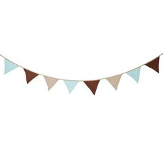 a brown and blue bunting banner on a white background