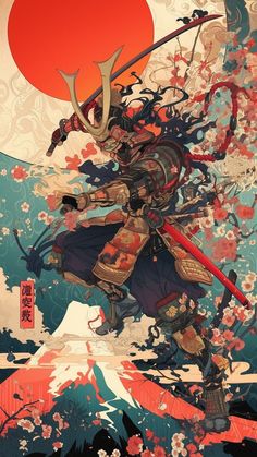 Guerriero Samurai, Castlevania Wallpaper, Japanese Art Samurai, Japanese Pop Art, Samurai Wallpaper, Aesthetic Wallpaper Iphone, Japanese Art Prints, Neural Network