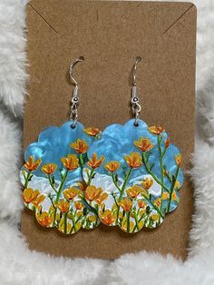 Fun Colorful Flower Painted Sky Acrylic Drop Earrings. Includes 925 Sterling Silver ear wire fish drop. High quality for a great price. Wire Fish, Painted Sky, Paint Flowers, Ear Wire, Colorful Flowers, Flower Painting, Jewelry Earrings Dangle, Etsy Earrings, Dangle Drop Earrings