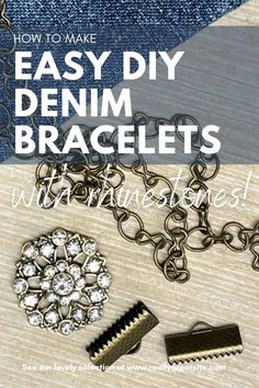 an easy diy denim bracelets with instructions on how to make them from old jeans