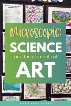 an art display with the title microscope science and the elements of art written on it