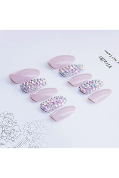 Nails Short Coffin, Bling Rhinestones, Press On Nails Short, Short Coffin, Nails Tips, Nails For Women, Nail Plate