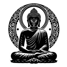 buddha statue sitting in the middle of a circle