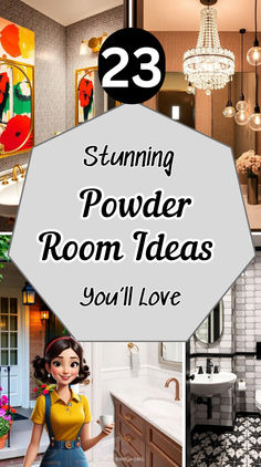 some pictures with the words, stunning powder room ideas you'll love