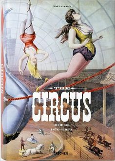 an advertisement for circus with two women on the ropes and one man riding a horse