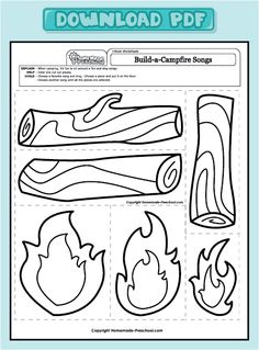 printable fire worksheet for kids to learn how to cut and glue the paper