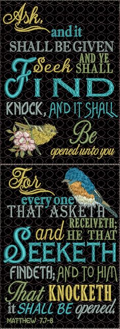 a cross stitch pattern with the words and birds