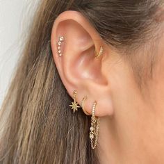 The Star Series & Butterfly Studs Set - sweetearing Ohrknorpel Piercing, Multiple Piercings Earrings, Piercing Inspo, Ear Style