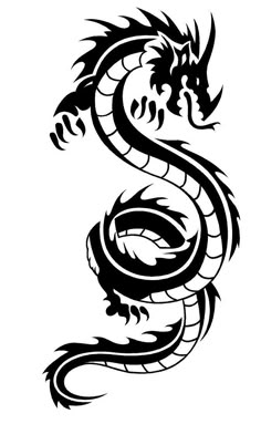 a black and white dragon tattoo design