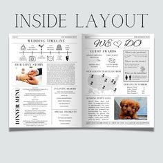 the inside layout of a magazine with an image of a dog and its owner's hand