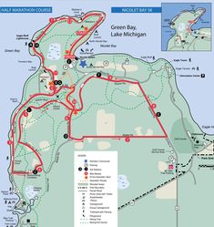 a map showing the location of lake michigan's green bay state park and campgrounds