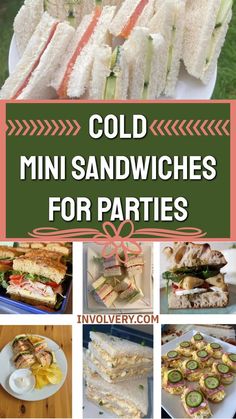 the collage shows different sandwiches for parties