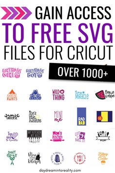 an advertisement for the free svg files for cricut and over 100 +