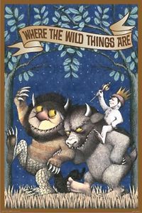 where the wild things are book cover with an image of two animals and one cat