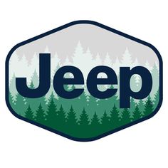 the jeep logo with trees in the background