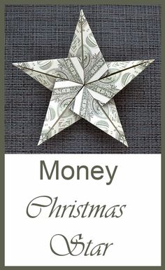 money origami star with the words money christmas star written below it on a blue background